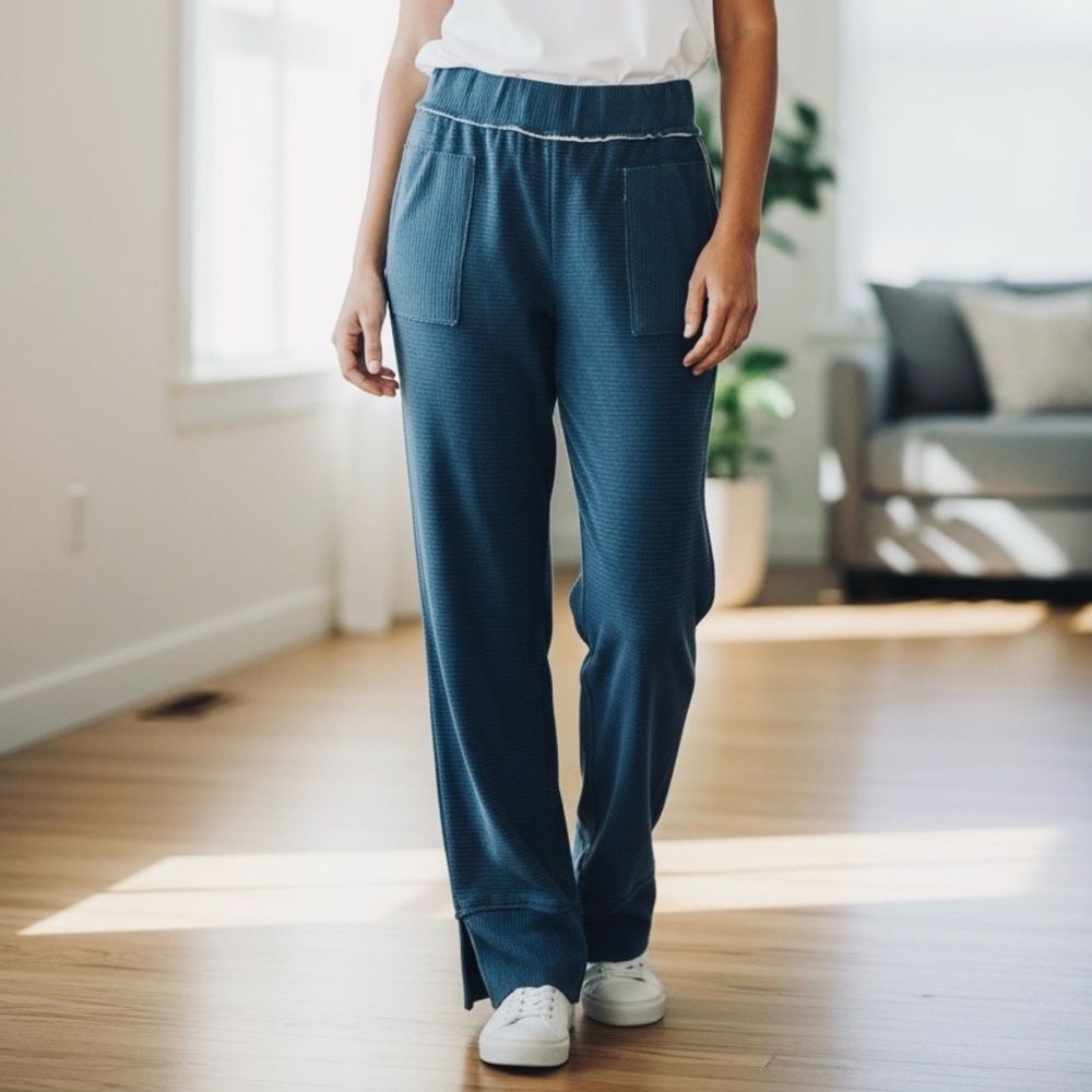 Anthropologie Hello Nite Women’s Lounge pant | Dark Blue Textured Jogger NWT S. - Picture 2 of 10